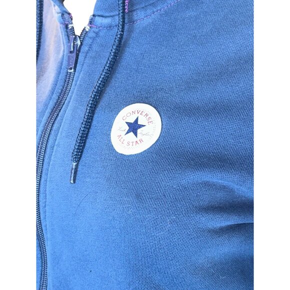 Converse Womens Vintage Front Zip Hoodie Medium Y2K Grunge Alternative - Picture 10 of 12